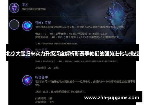 北京大腿归来实力升级深度解析新赛季他们的强势进化与挑战